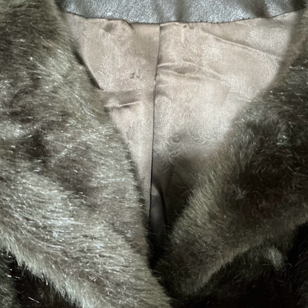 Womens Vintage 80s Faux Fur Coat Brown Mixed Size L/XL Luxurious Glam Party - Picture 2 of 14